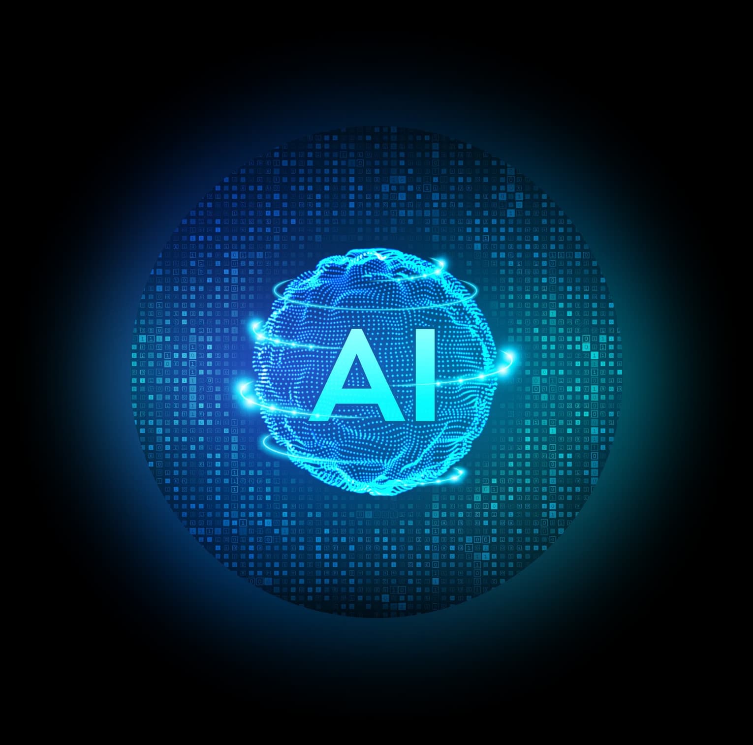 A luminous blue AI orb